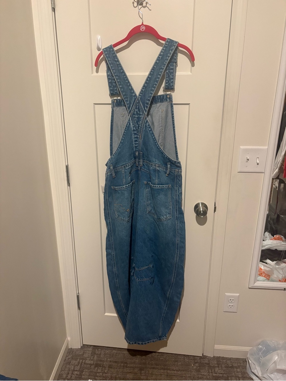 Free People We The Free Good Luck Barrel Overalls Medium Ultra Light Beam NWT - Picture 6 of 6